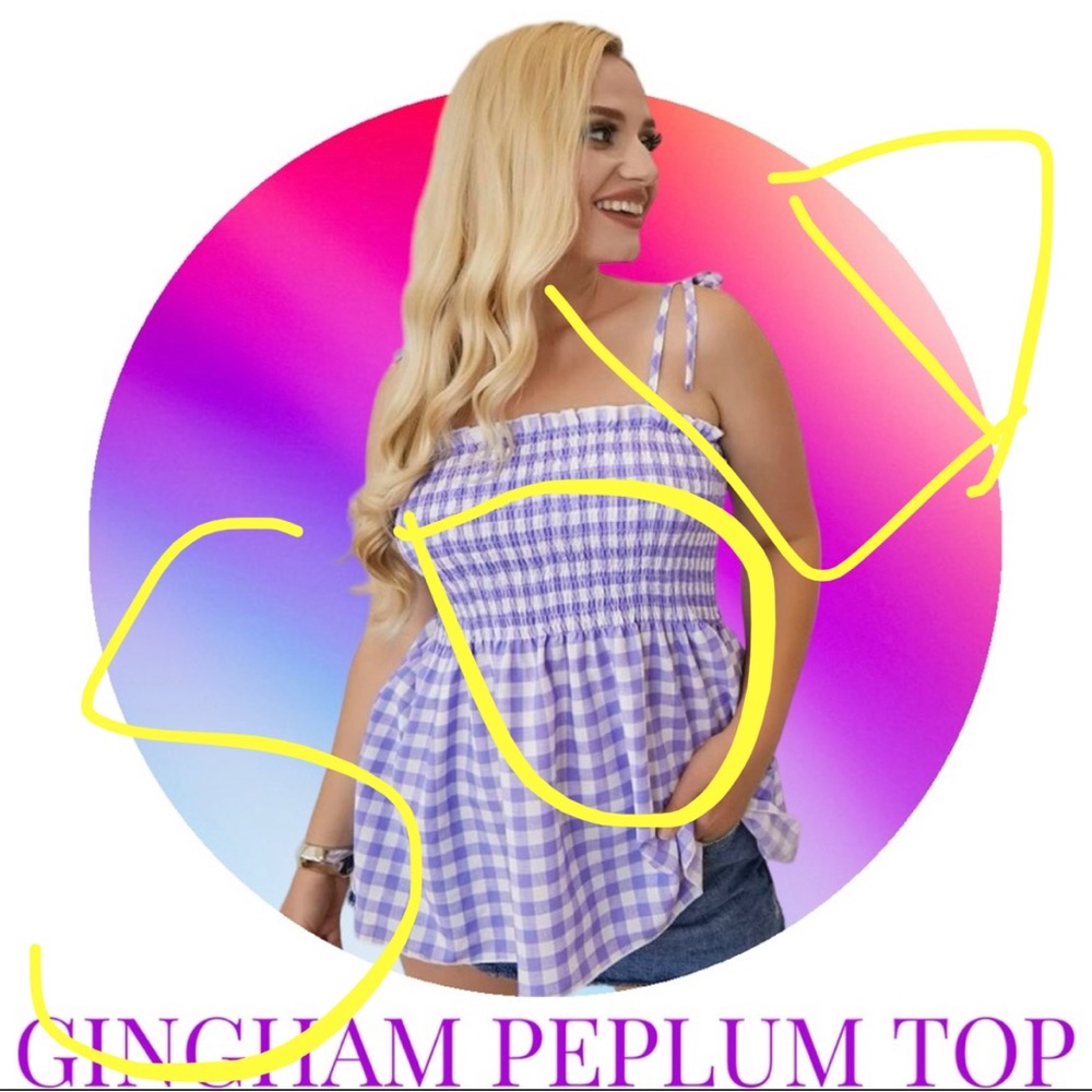 SOLD 😍 Gingham Peplum Top 😍 - Picture 1 of 8